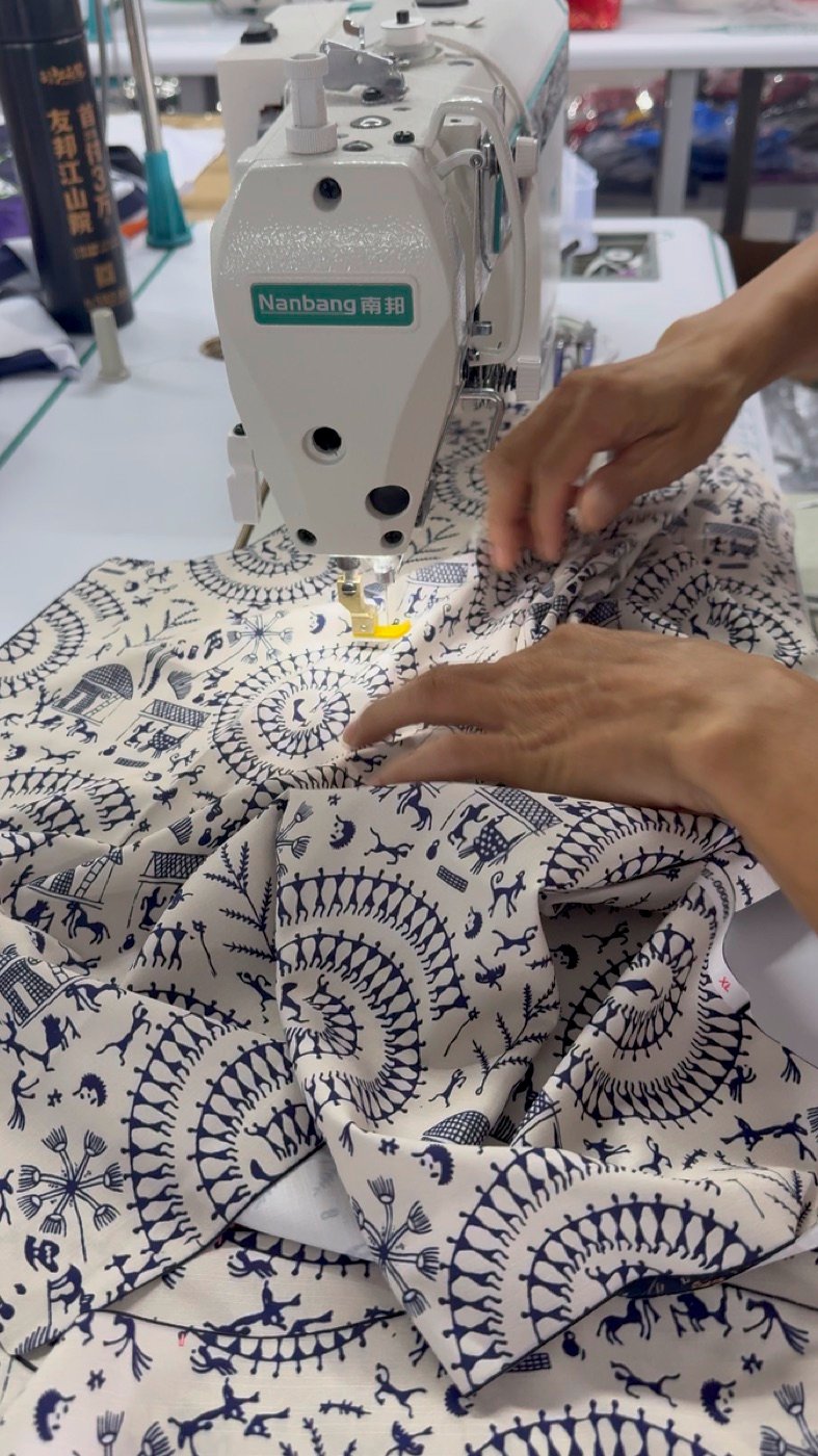 Garment sewing line inside the KSM company-owned factory