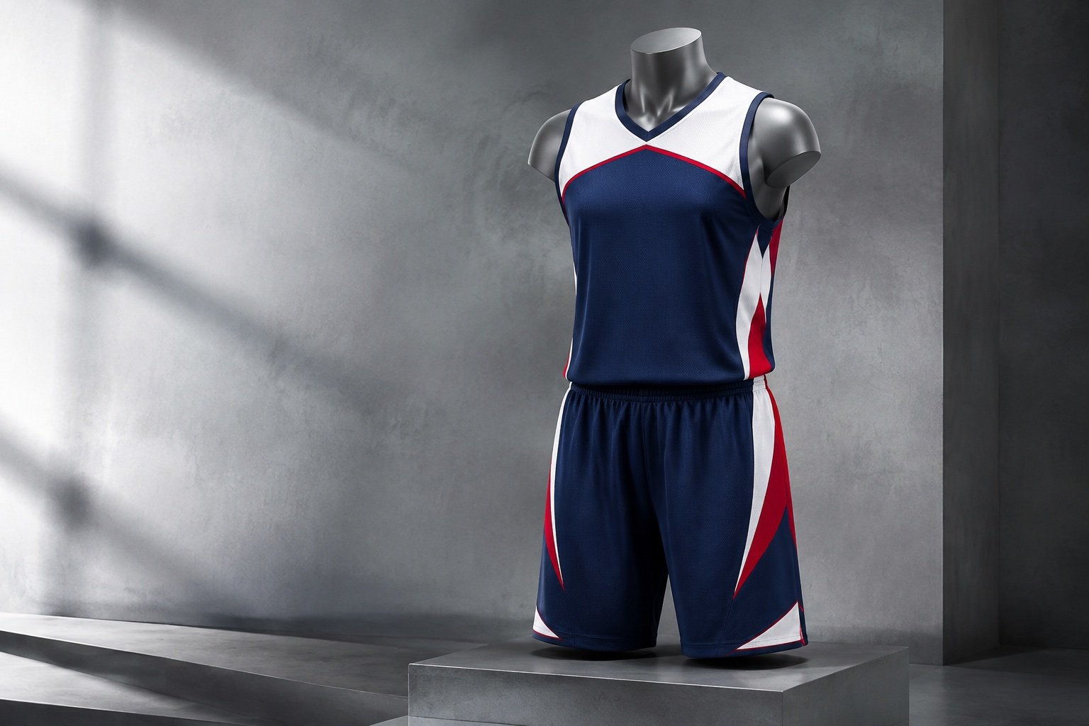 Illustrative custom basketball uniform presentation