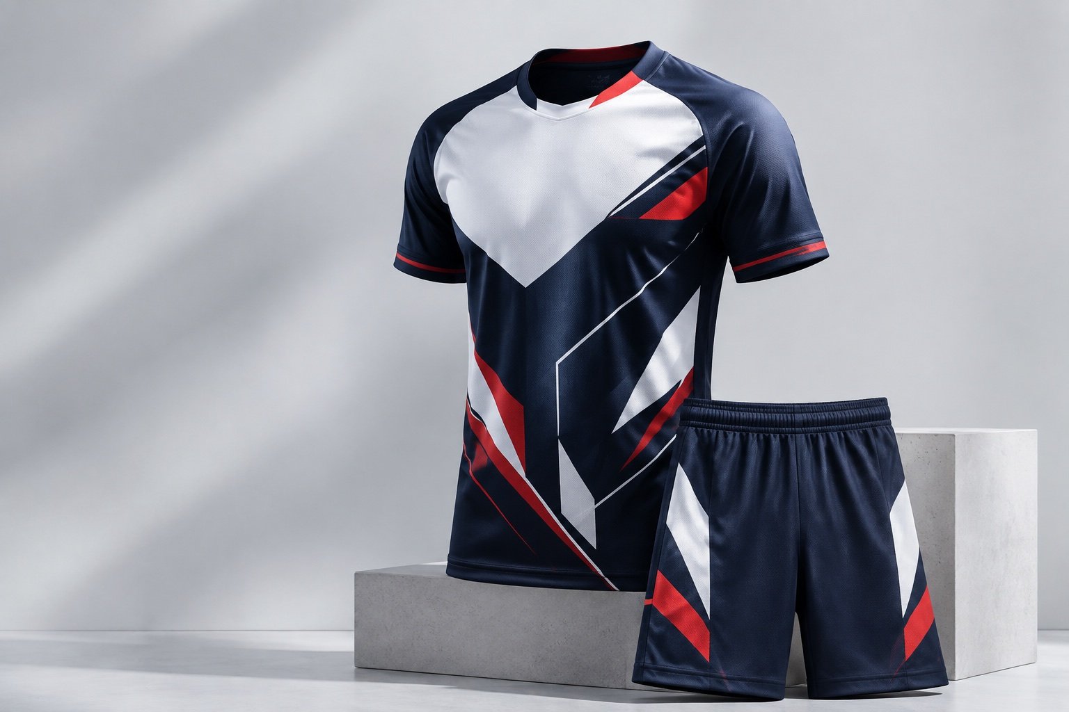 Illustrative custom printed football kit presentation