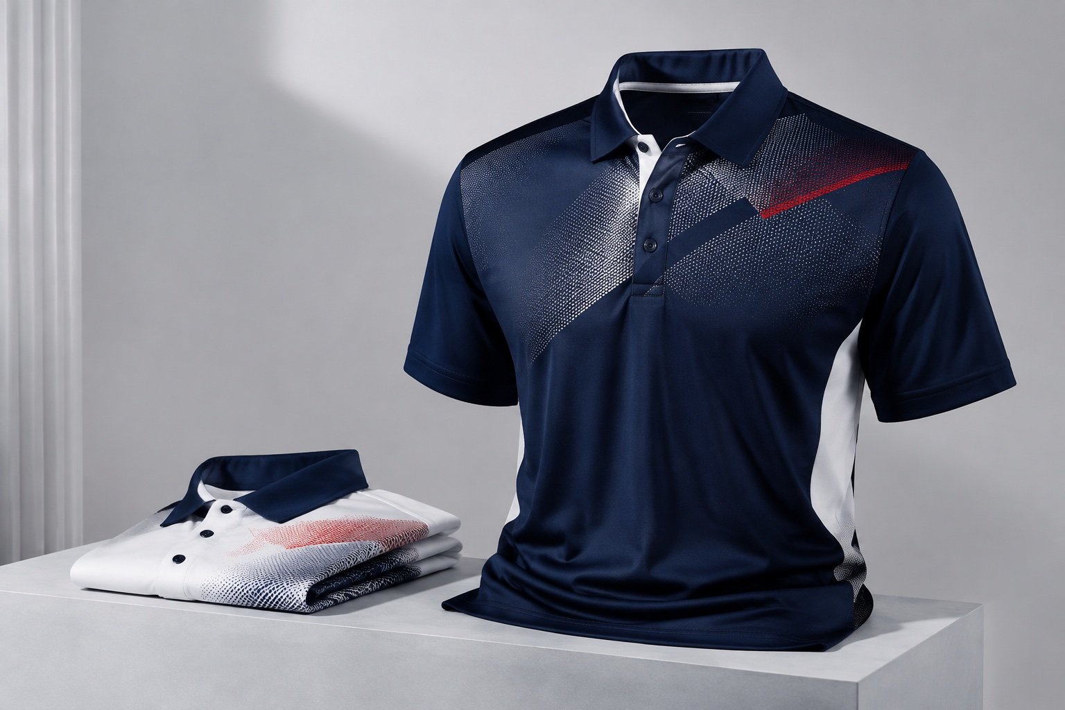 Illustrative custom printed polo presentation