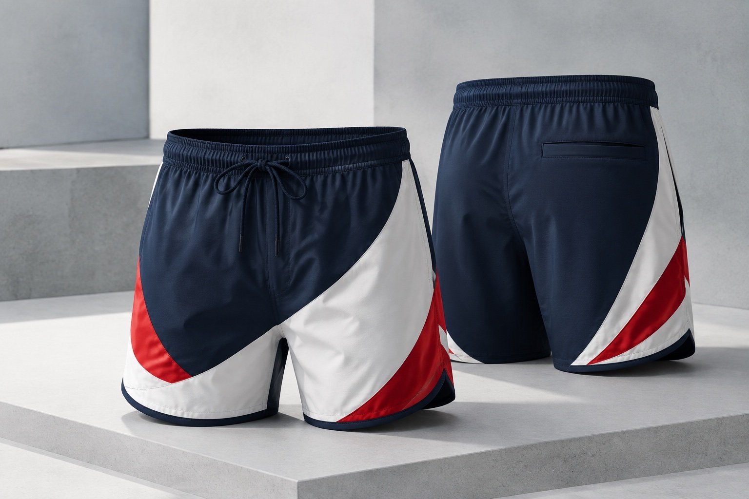 Illustrative custom printed shorts presentation