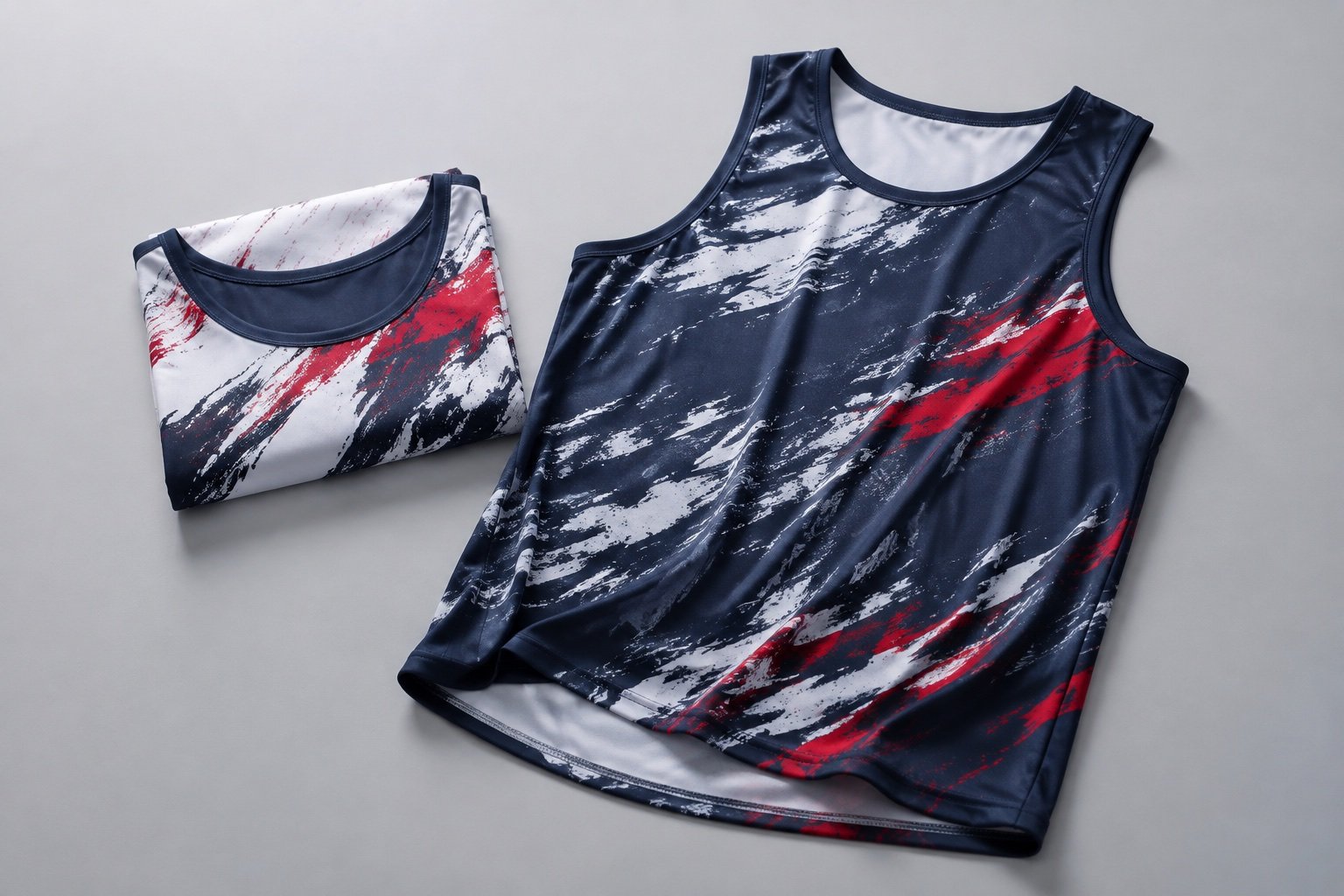 Illustrative custom printed tank top presentation
