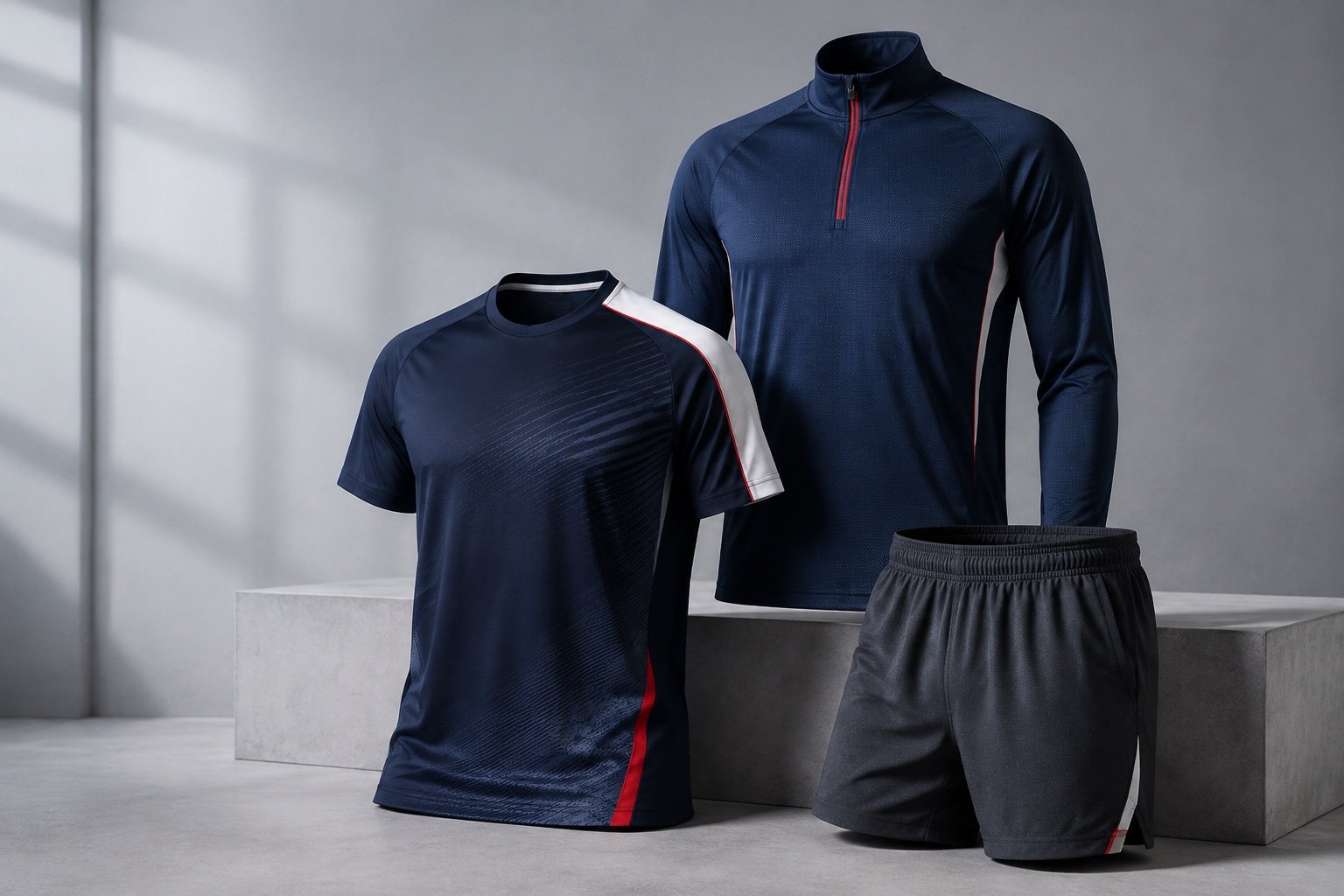 Illustrative custom printed training wear presentation